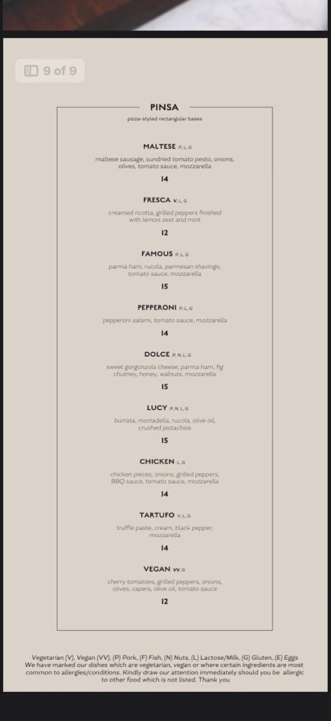 1522 A Food Story Menu - Pinsas